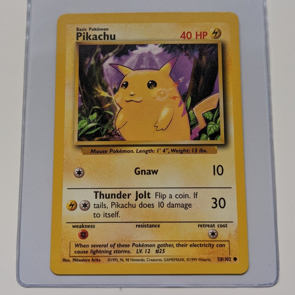 Pikachu Non-Holo 58/102 Base Set Unlimited Pokemon Card WOTC